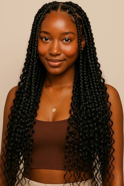 Knotless braids for afro hair at Hiikuss Salon in South London